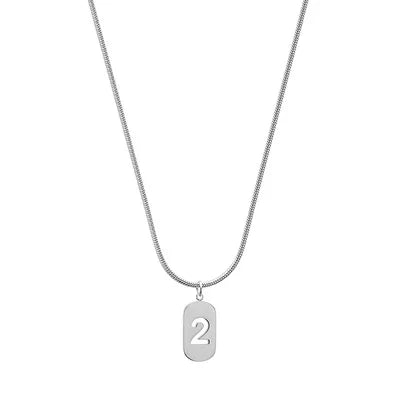 Stainless Steel Angel Number Necklace 0 1 2 3 4 5 6 7 8 9 Rectangle For Women Men Hollow Lucky Number Chain Necklaces Jewelry