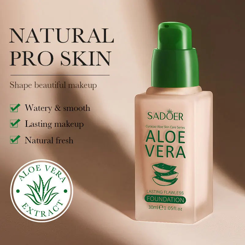SADOER Aloe Vera Flawless Foundation for Long-lasting and Never Taking Off Makeup Without Getting Stuck Powder and Oil Control
