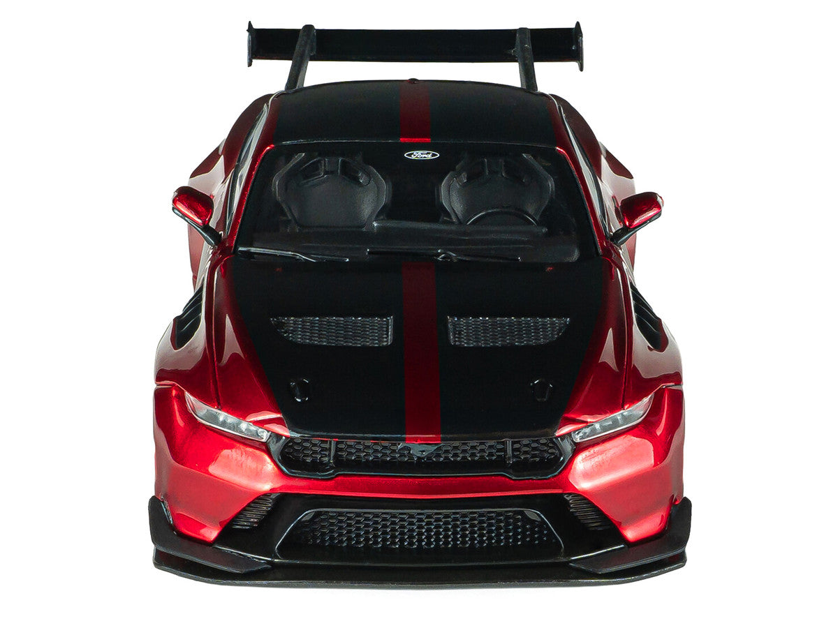 2025 Ford Mustang GTD Chroma Flame Red Metallic with Black Stripes 1/43 Diecast Model Car by Solido