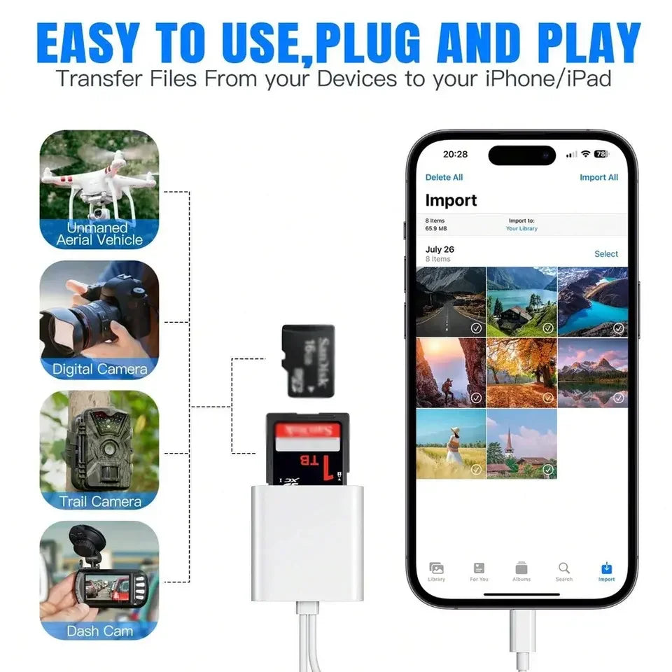 2 In 1 OTG Card Reader Type C Lightning to SD TF Memory Card Adapter For PC Laptop iPhone Multi Smart Cardreader No APP Requires