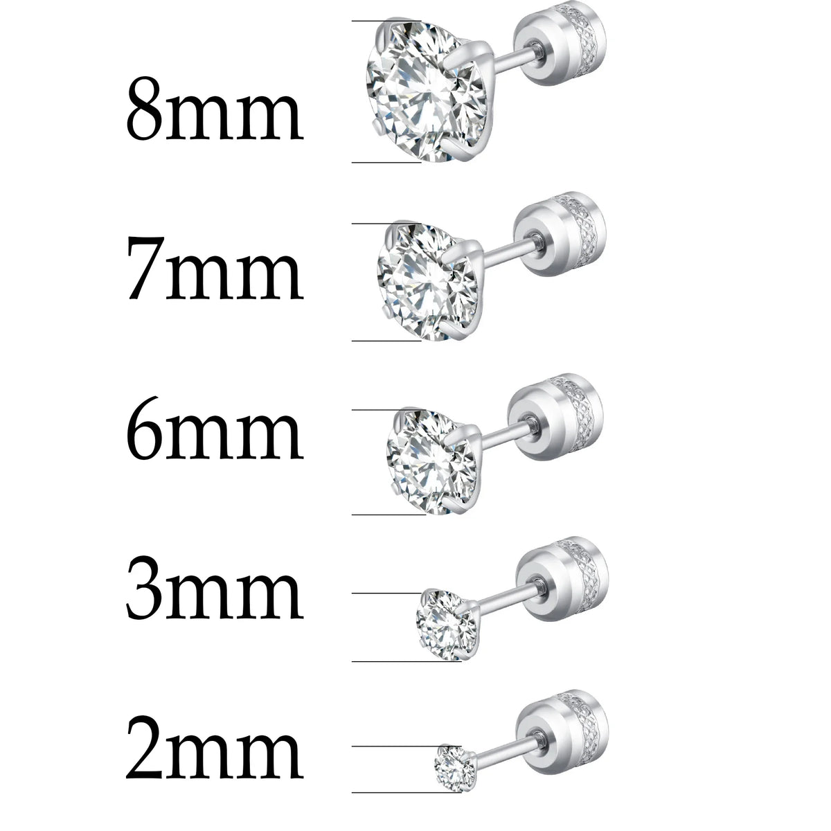 TOP 4 Color Titanium Steel Stud Earrings for Men Women CZ Zircon Screw Silver Black Rose Golden Earring Best Gift Jewelry
