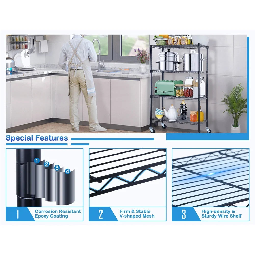 Industrial Warehouse Eco-Friendly Adjustable Large Capacity Metal Mobile Storage Wire Racks Shelving Storage Units