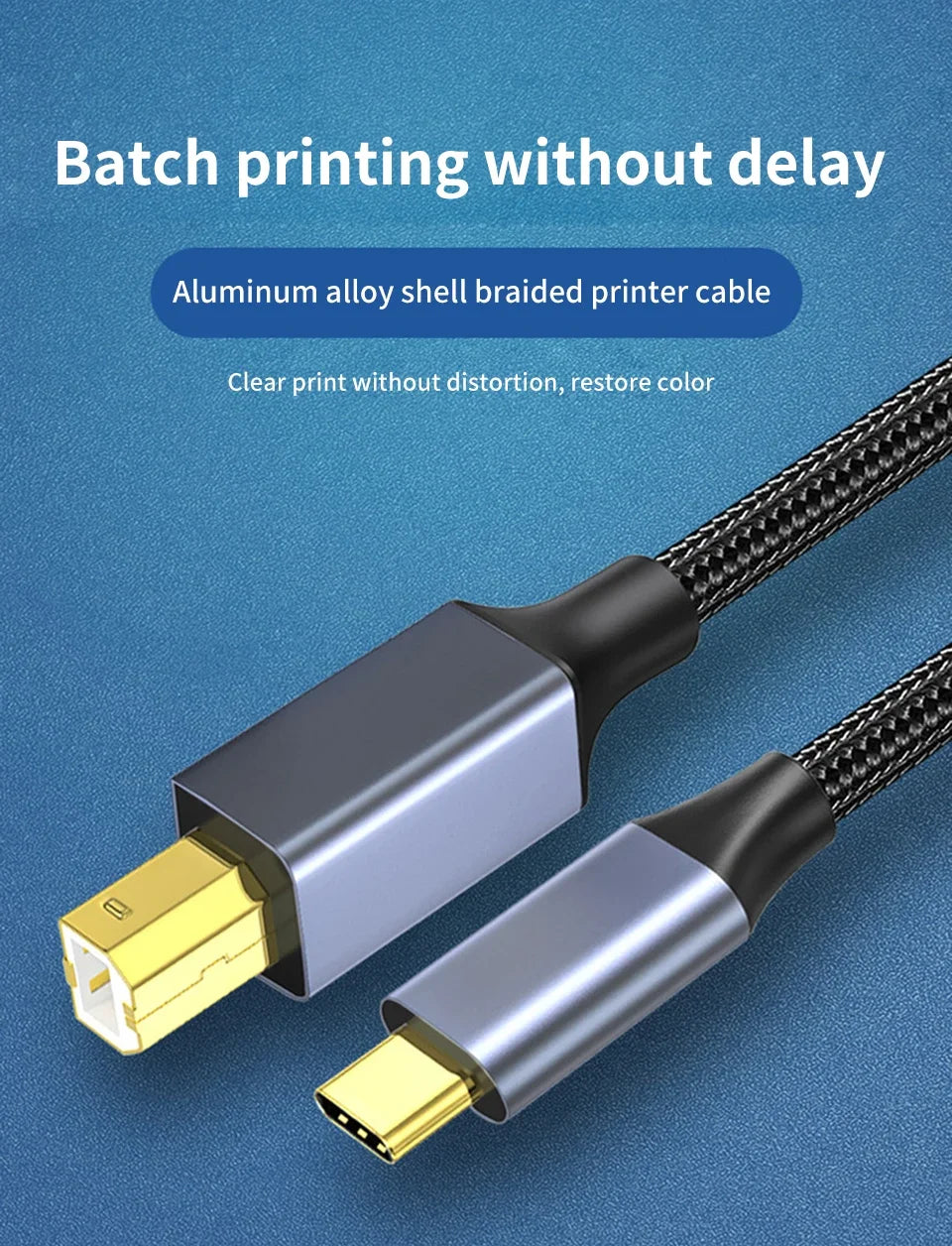 USB C to USB B 2.0 Printer Cable Electronic Organ Cable Type C USB B for Computer Laptop Phone to Fax Machine Scanner Universal