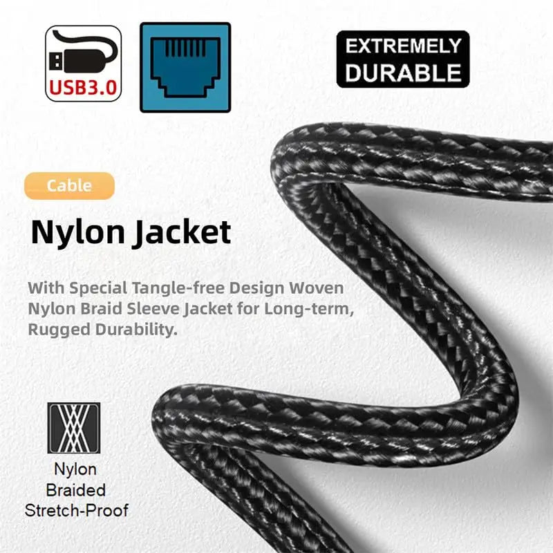 JonISerl USB to Ethernet Cable 6FT,USBC to RJ45 5G LAN Network Cable USB 3.0 A Type C Male to RJ45 Connector Compatible