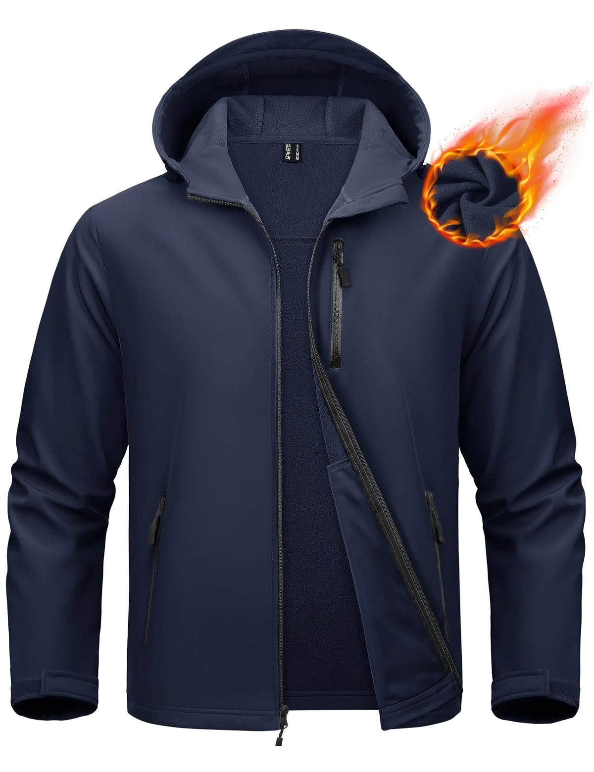 TACVASEN Hooded Rain Softshell Jacket Mens Fleece Lined Waterproof Jacket Work Jacket Outdoor Trekking Hiking Windbreaker Male