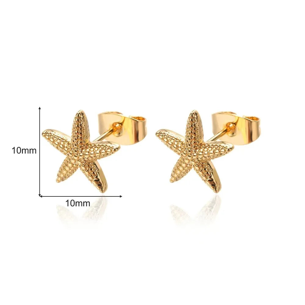 Vintage Star Shaped Earrings, Simple Star Shell Earrings, Ocean Party Jewelry Gift, New 2024 Collection
