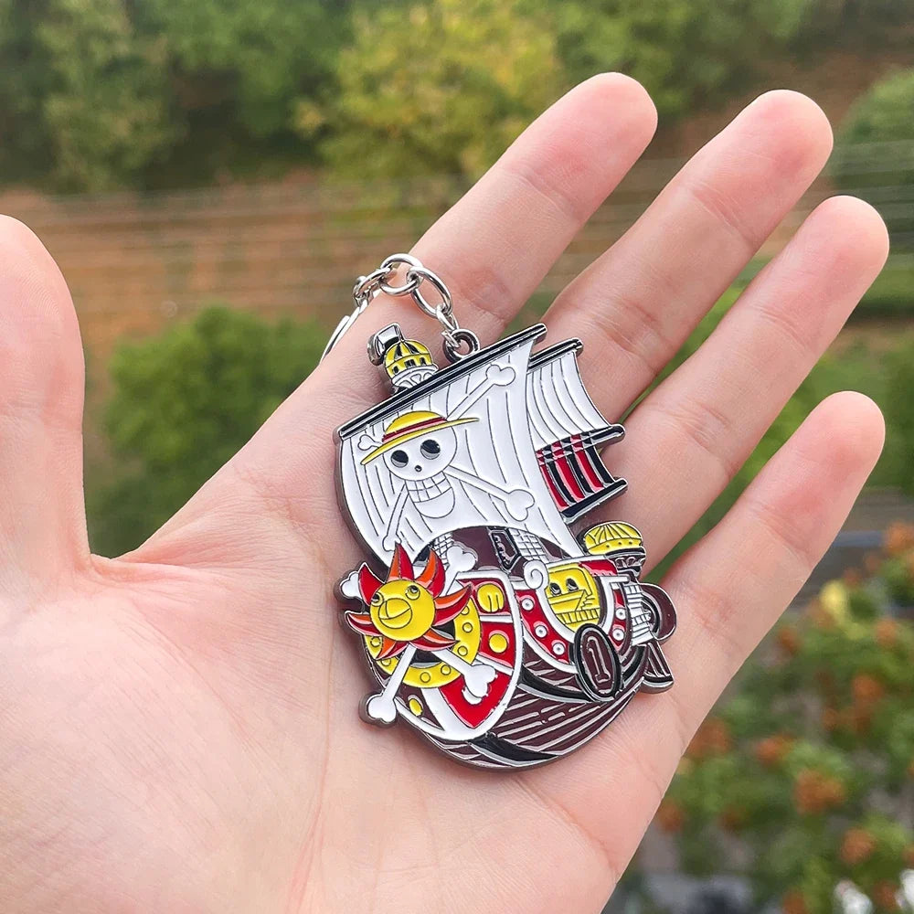 One Piece Luffy Straw Hat Keychain Rotatable Zoro Skull Metal Pendant Role-Playing Decorative Accessories Fan Jewelry Gift