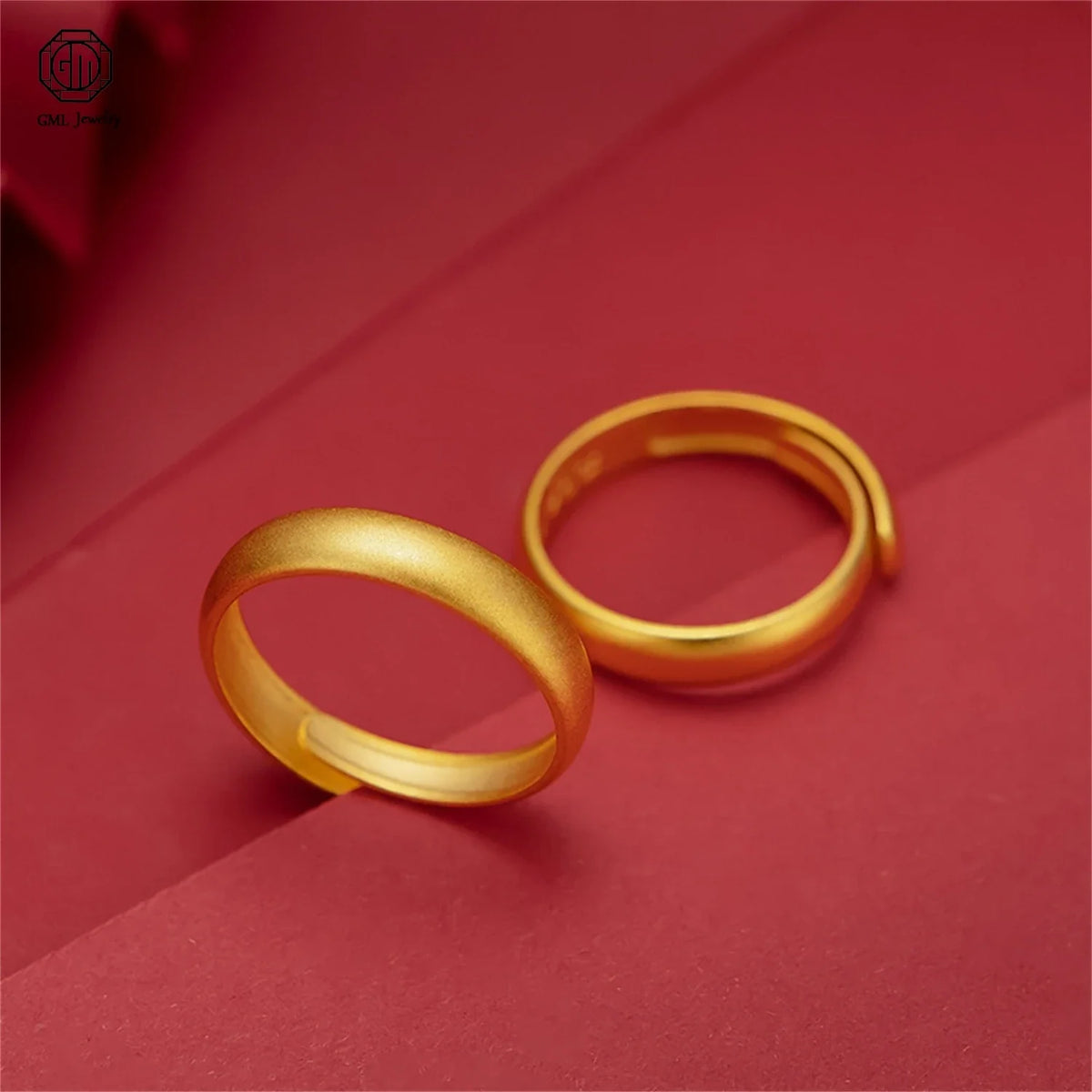 Sand Gold Adjustable Ring Matte Wide Band Openable Fade Resistant Unisex Couple Jewelry Solid Minimalist Gift