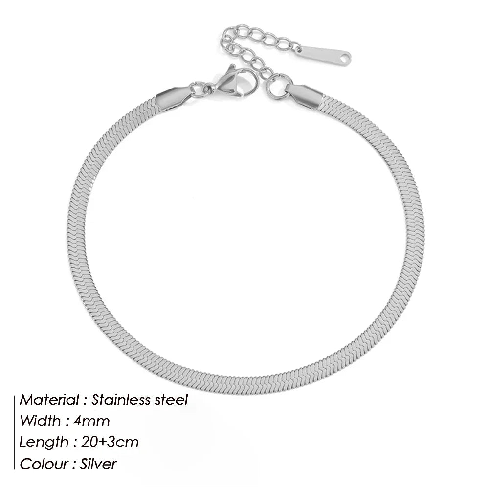 EMANCO 4MM Snake Chain Anklet Womens Beach Chain Stainless Steel Anklet Gift Drop/Wholesale Factory Direct Sales