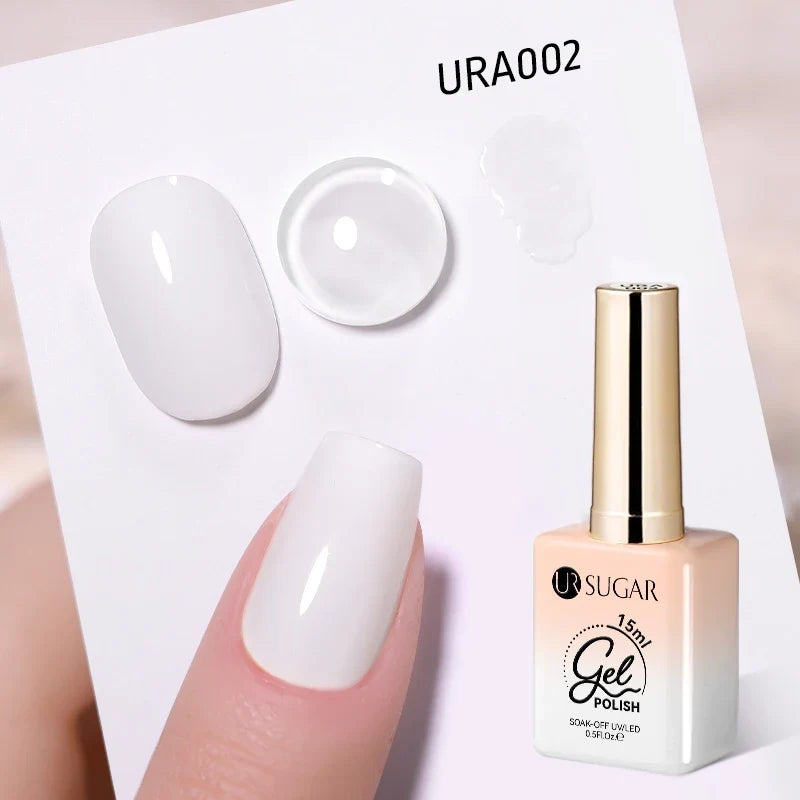 UR SUGAR 15ml Jelly Milky White Translucent Color Gel Polish Semi Permanent UV Gel Nail Art Soak Off Gel Varnish Latest Fashion