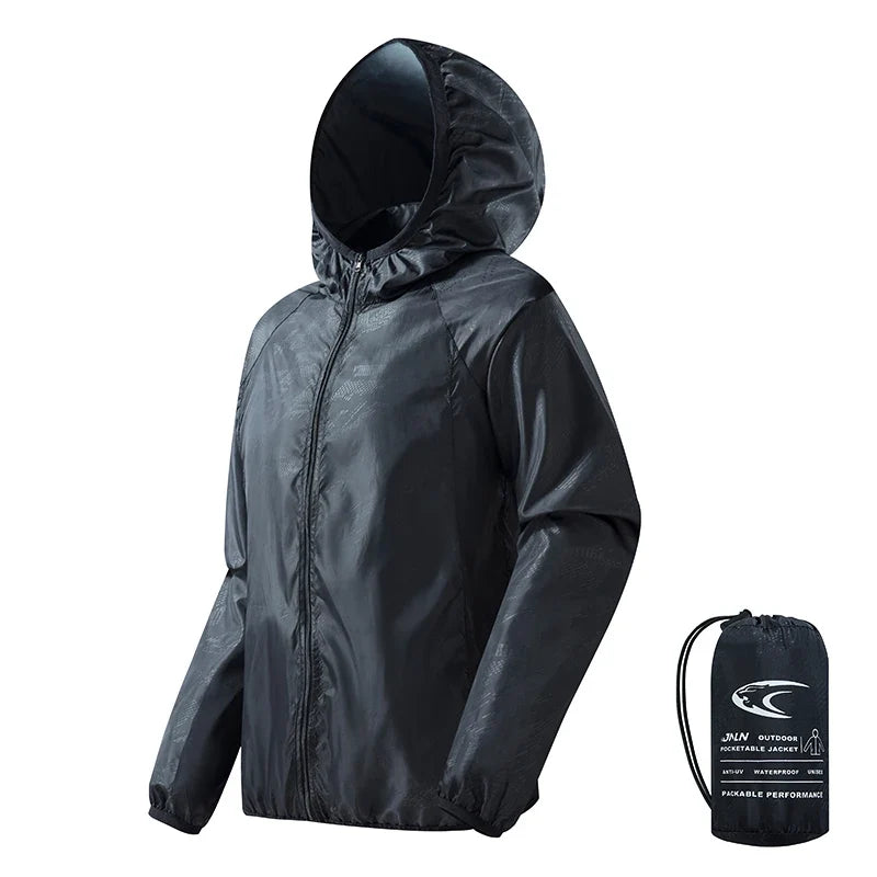 LNGXO Men's Women's Waterproof Hiking Jacket Quick Dry Sun Protection Windbreaker Camping Hunting Climbing Outdoor Rain Coat