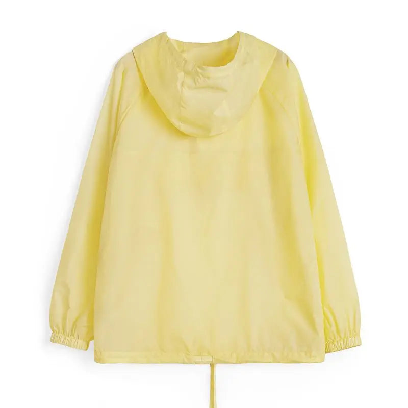 Maden Women's Ultra Lightweight Sun Protection Hoodie Sheer Breathable Pullover Half Button Loose Fit Summer Jacket Yellow