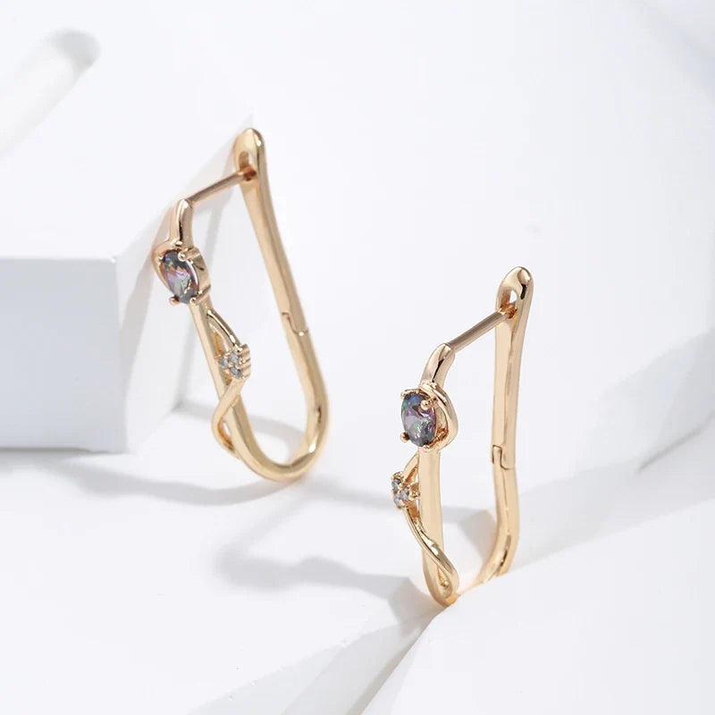 Kinel New 585 Rose Gold Long Earrings Trendy Natural Zircon Earrings Luxury Jewelry 2022 Gifts For Girls'Temperament Accessories