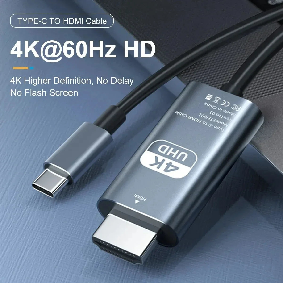 4K HD Video Conversion Cable Typec To Hdtv Same Screen Cable TV Computer 2 Meters Braided Screen Projection Cable