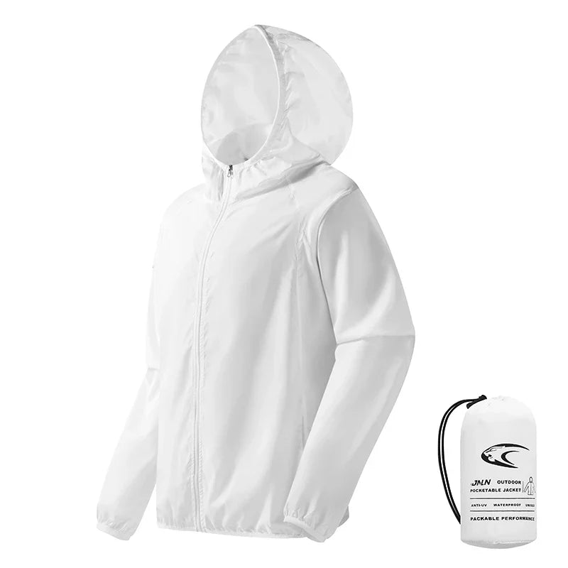 LNGXO Men's Women's Waterproof Hiking Jacket Quick Dry Sun Protection Windbreaker Camping Hunting Climbing Outdoor Rain Coat