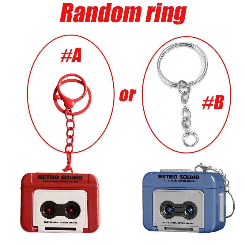 1/2Pcs Retro Tape Recorder Keychain Mini Recording Music Box Pendant Keyring Backpack Ornament Birthday Couple Personalized Gift