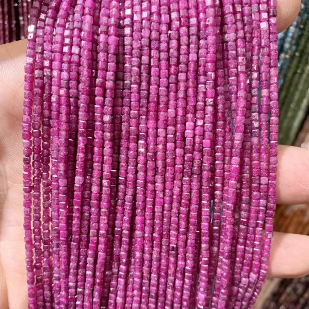 2x2mmNatural Colored Tourmaline Blue Tourmaline Faceted Cube Beads Square Stone Beads for JewelryDIY Making  Gemstone Loose Bea