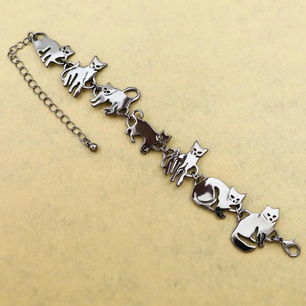 Clearance_Cat Pendant Charm Chain Link Bracelets For Women Cowgirl Cuff Bangles Fashion Jewelry Egyptian Bastet Pulseira Accesso