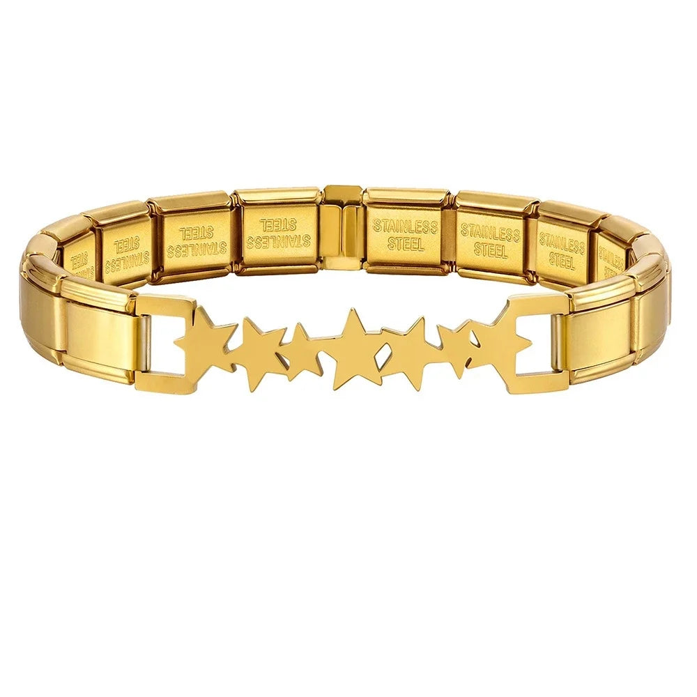 Italian Charm Link for Women Men 9mm Width Silver Gold Color Chain Stainless Steel Bracelet on Hand DIY Making Jewelry Wholesale