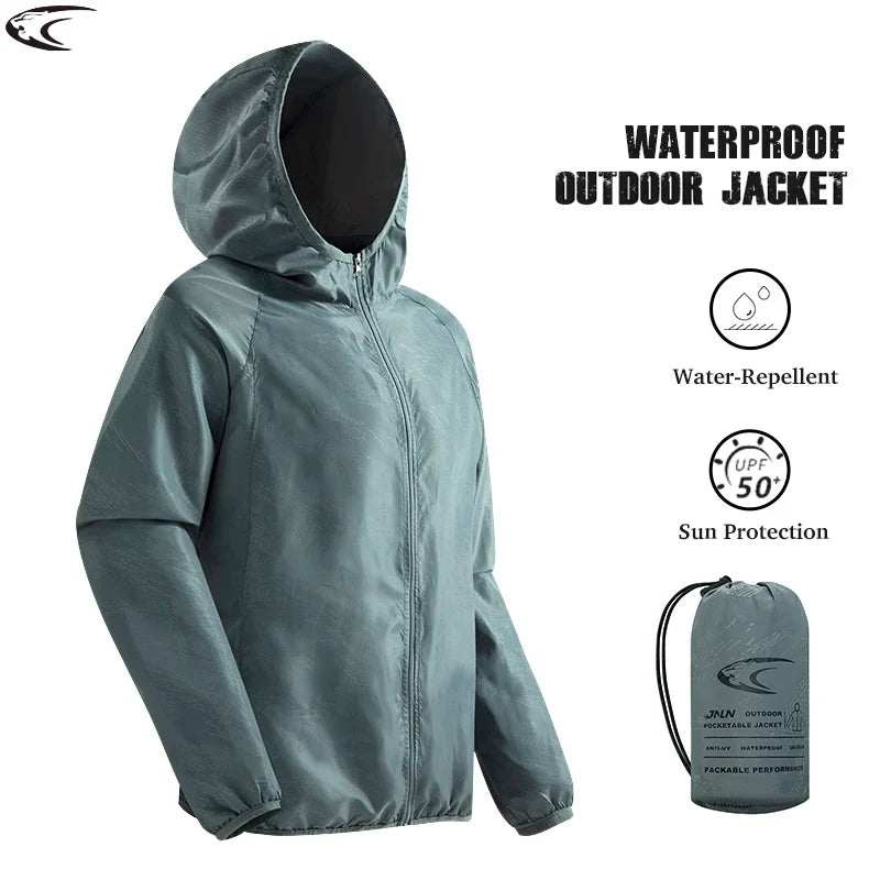 LNGXO Men's Women's Waterproof Hiking Jacket Quick Dry Sun Protection Windbreaker Camping Hunting Climbing Outdoor Rain Coat