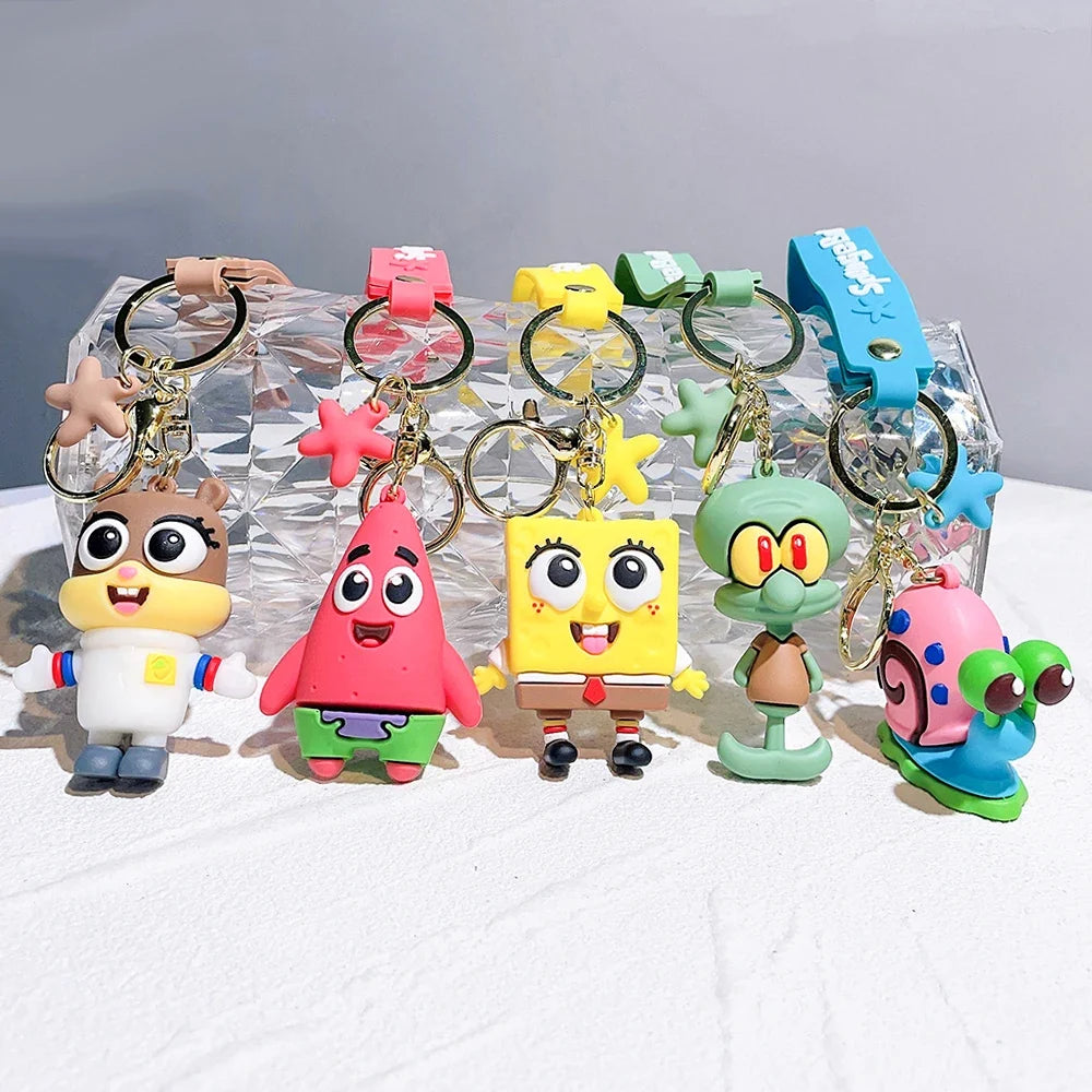 Anime Spongebob Squarepants Keychain Patrick Star Krabs Gary Sandy Kawaii Toys keychain Christmas gift bag Birthday Gift For Kid