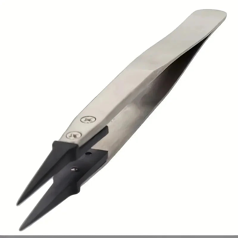 ESD-Safe Precision Tweezers, Anti-Static Tips with Heavy-Duty Metal for Electronics & Jewelry Repair.