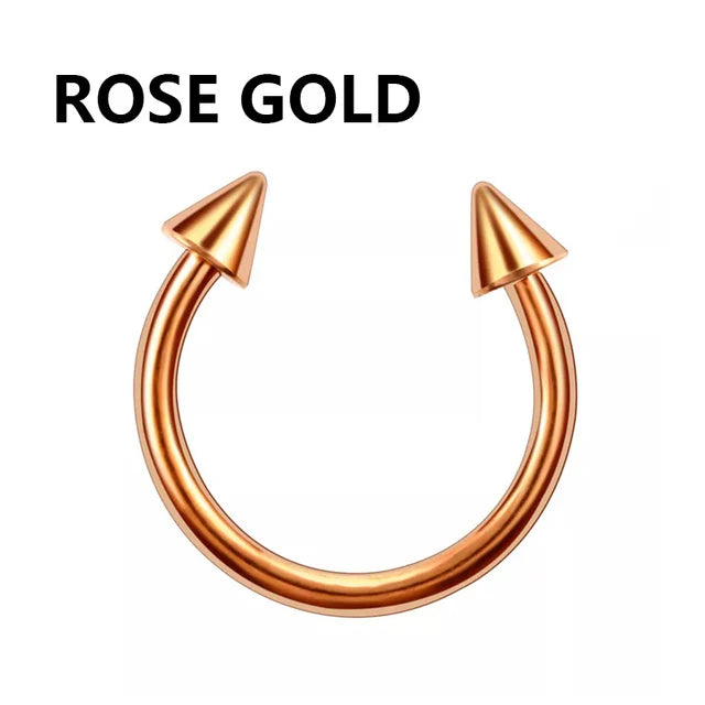 1PC metal Horseshoe Fake Nose Ring C Clip Septum Lip stainless steel Real Piercing Nose Rings Hoop For Women Men Jewelry
