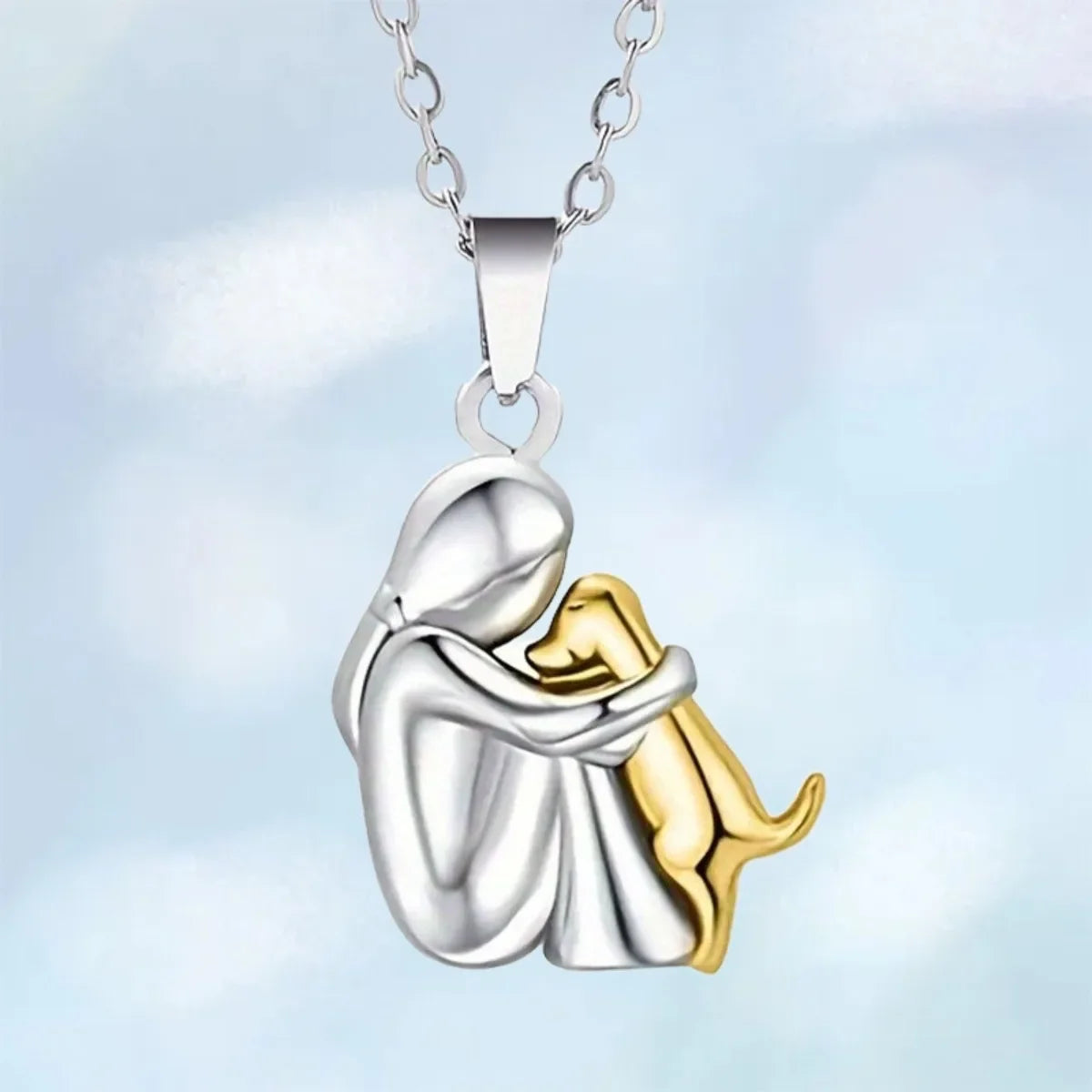Girl Dog Pendant Necklaces, Stainless Steel Necklace Women, Minimalism Style Jewelry Accessories Chain
