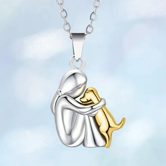 Girl Dog Pendant Necklaces, Stainless Steel Necklace Women, Minimalism Style Jewelry Accessories Chain