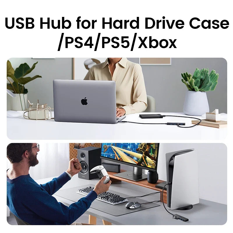 UGREEN USB 3.0 HUB 4 Ports USB-C HUB Slim for Mouse Keyboard Compatible with MacBook Pro Air Laptop Desktop PC Xbox PS5 Splitter