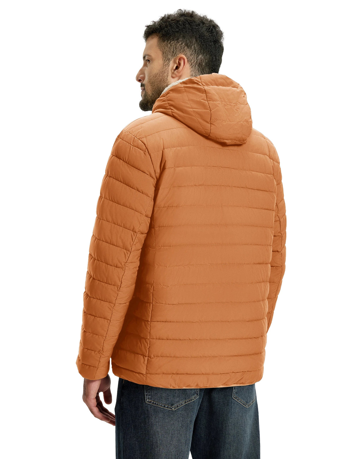 TACVASEN Men's Puffer Jacket Winter Warm Hooded Sherpa Lined Water Resistant Windproof Insulated Jacket Warm Winter Puffy Coat