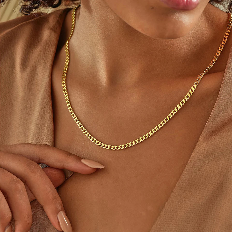 EMANCO 10PCS Men's Cuban Link Chain Necklace Stainless Steel Women Trendy Punk Jewelry 2MM/3MM/4MM/6MM/8MM Wholesale