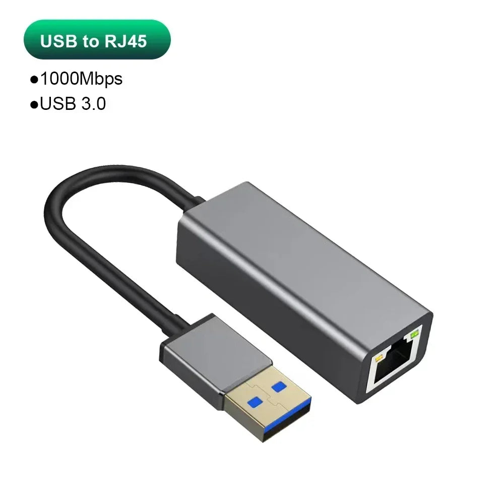 USB Type C Ethernet Adapter 1000Mbps USB 3.0 RJ45 Network Card For MacBook PC Windows XP 7 8 10 Android USB Lan Internet Cable