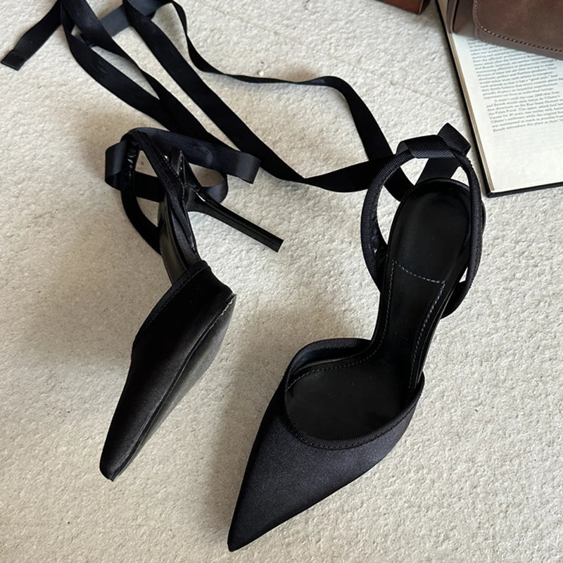 Eilyken Spring Design Sexy Ankle Strap Pumps Woman Sandals Pointed Toe Stiletto Heels Mesh Ladies Shoes Zapatillas De Mujer