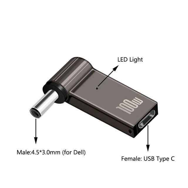 100W USB Type C Fast Charging Adapter Plug Connector Universal USB C Laptop Charger Converter for Dell Asus Hp Acer Lenovo