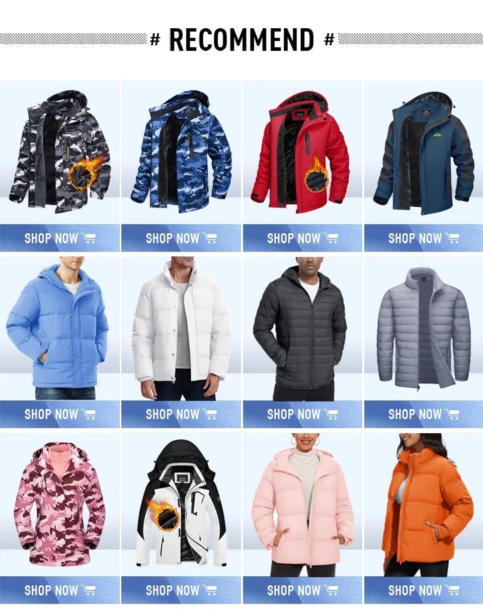 TACVASEN Men's Puffer Jacket Winter Warm Hooded Sherpa Lined Water Resistant Windproof Insulated Jacket Warm Winter Puffy Coat