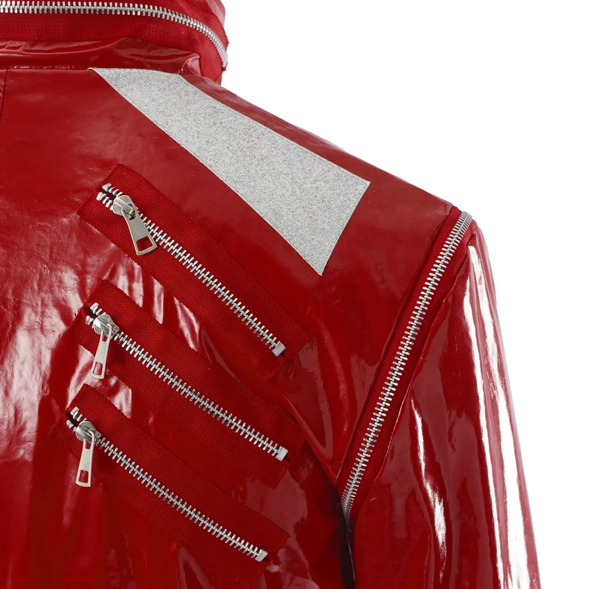 Red Zipper Michael Jackson MJ Beat It Jacket for Impersonators PU Leather Punk Casual Coat Halloween Stage Christmas Outwear