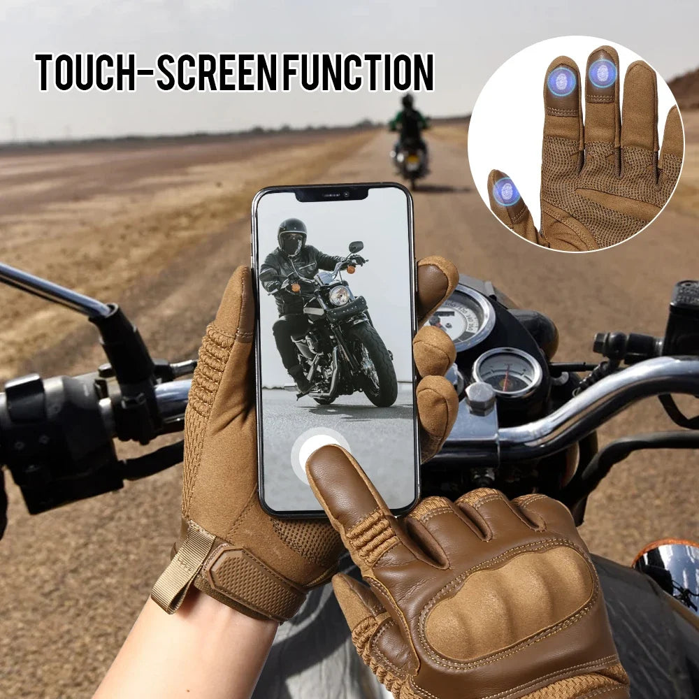Touchscreen PU Leather Motorcycle Gloves Racing Pit Bike Riding Motorbike Moto Motocross Enduro Non-slip Protective Gear Men