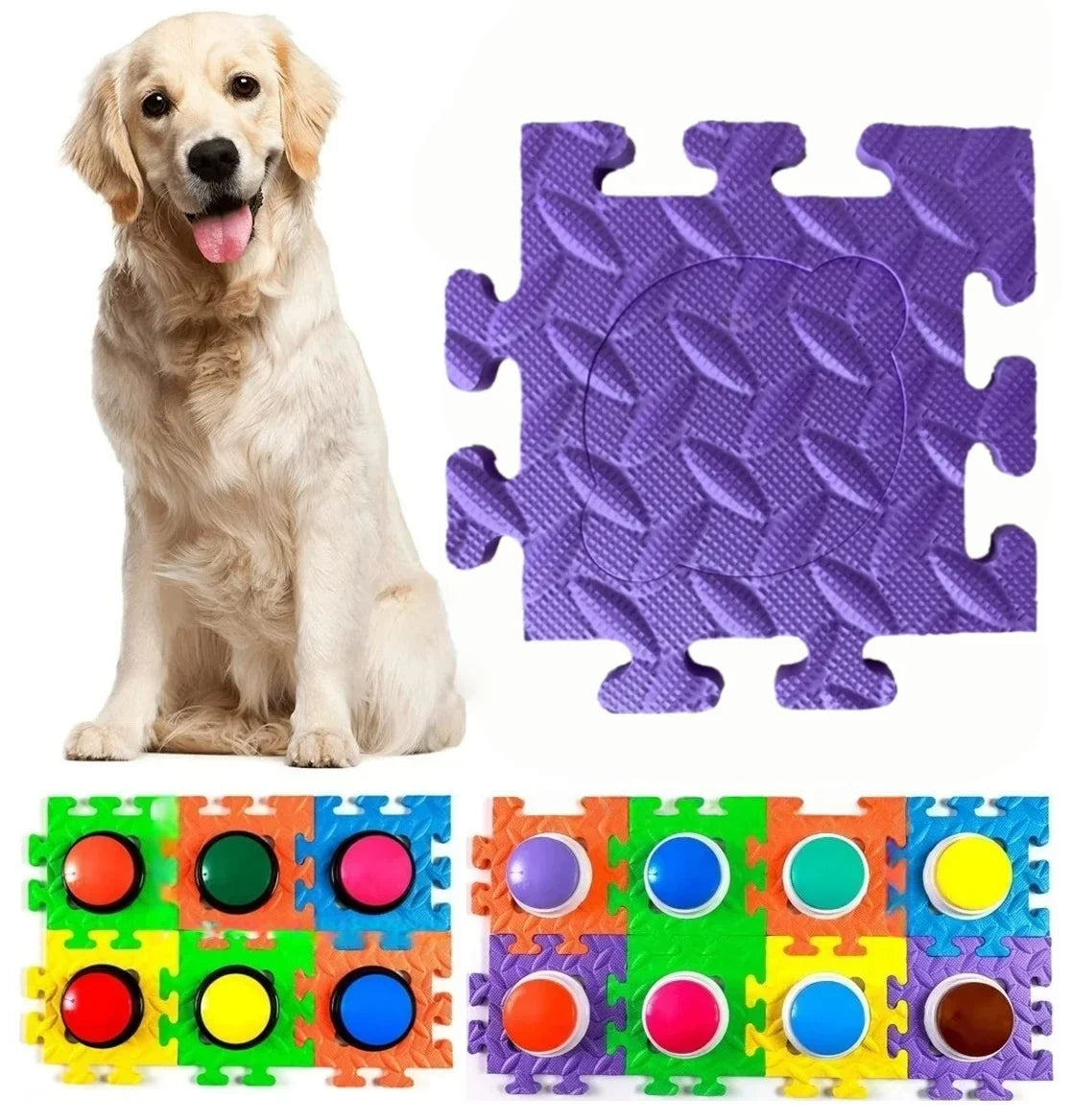 6pc Pet Button Puzzle EVA Pad Dog Cat Training Communication Buttons Anti Slip Mat Interactive Toy Multi-functional Pet Supplies