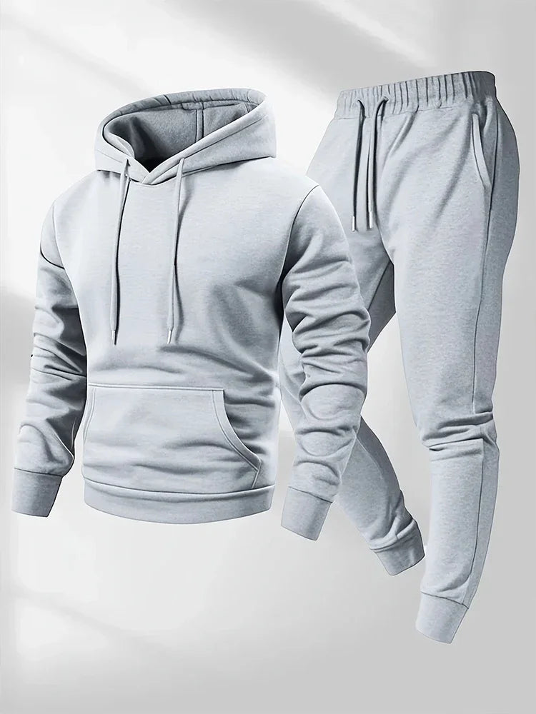 Men's Tracksuit Casual Hoodies Sweatshirts Suit Outdoors Gym Sports Jogging Clothing Autumn Winter Fashion Sweatpants 2 Pcs Sets