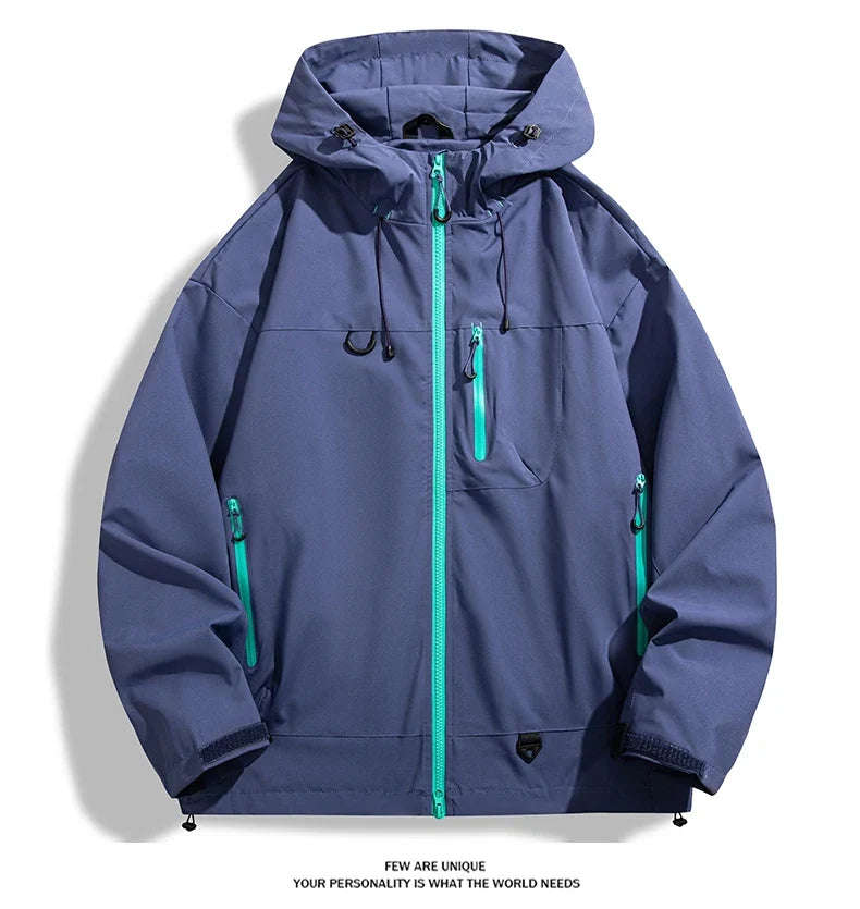 JNLN Unisex Waterproof Windbreaker Outdoor Sport Windproof Single-Layer Jacket Men Women Hiking Climbing Trekking Rain Coat