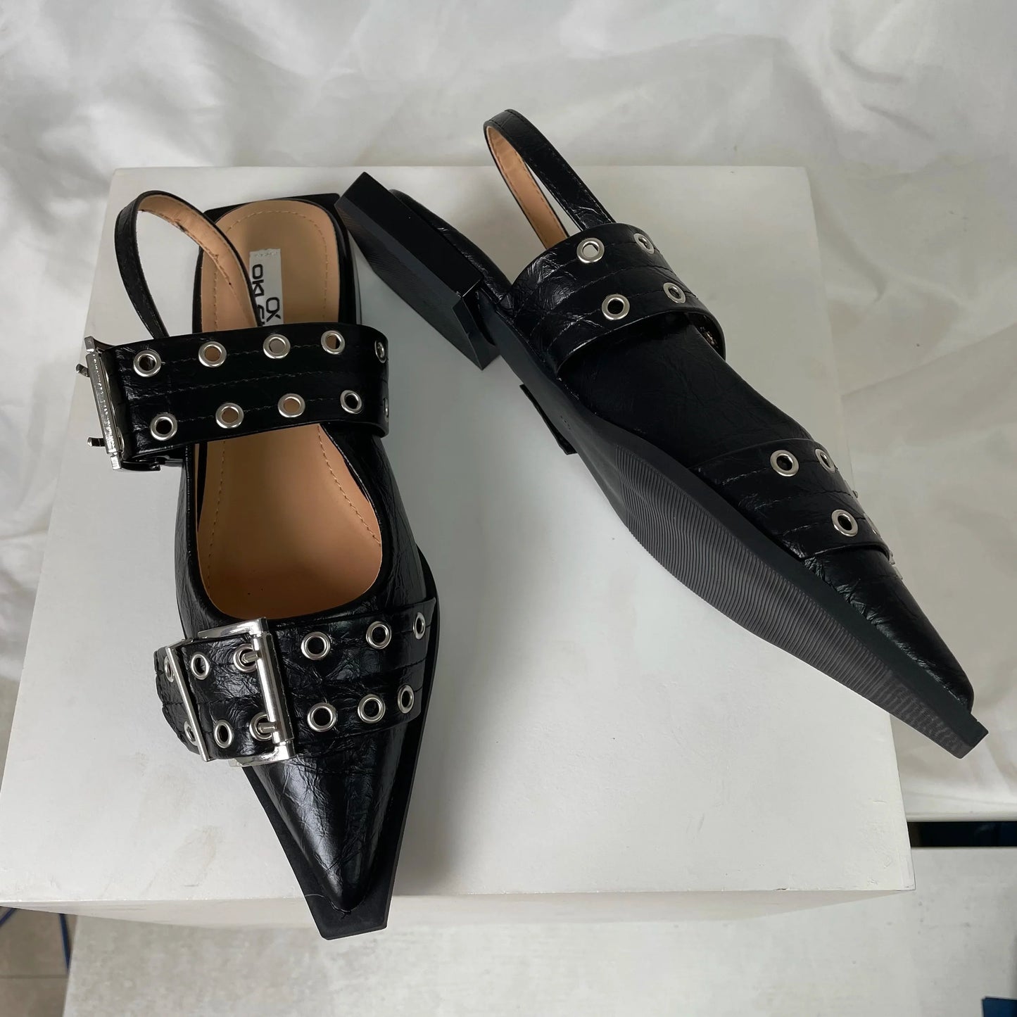 New Women Sandals Shoes Pointed Toe 2026 Spring Fashion Shallow Footwear Slingbacks Ladies Sandals Flats Shoes Big size