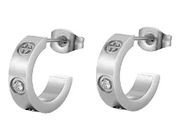 Shiny Zircon Hoop Earrings for Women Trendy Golden Stainless Steel Circle Earring Jewelry Pendientes