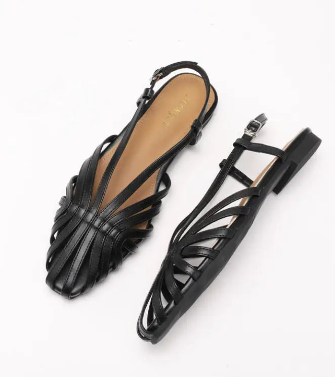 ZAROY Narrow Band Women Flat Sandals Large Size Designer Brand Banquet Wedding Shoes Summer Hollow Beach Gladiator Sandalias