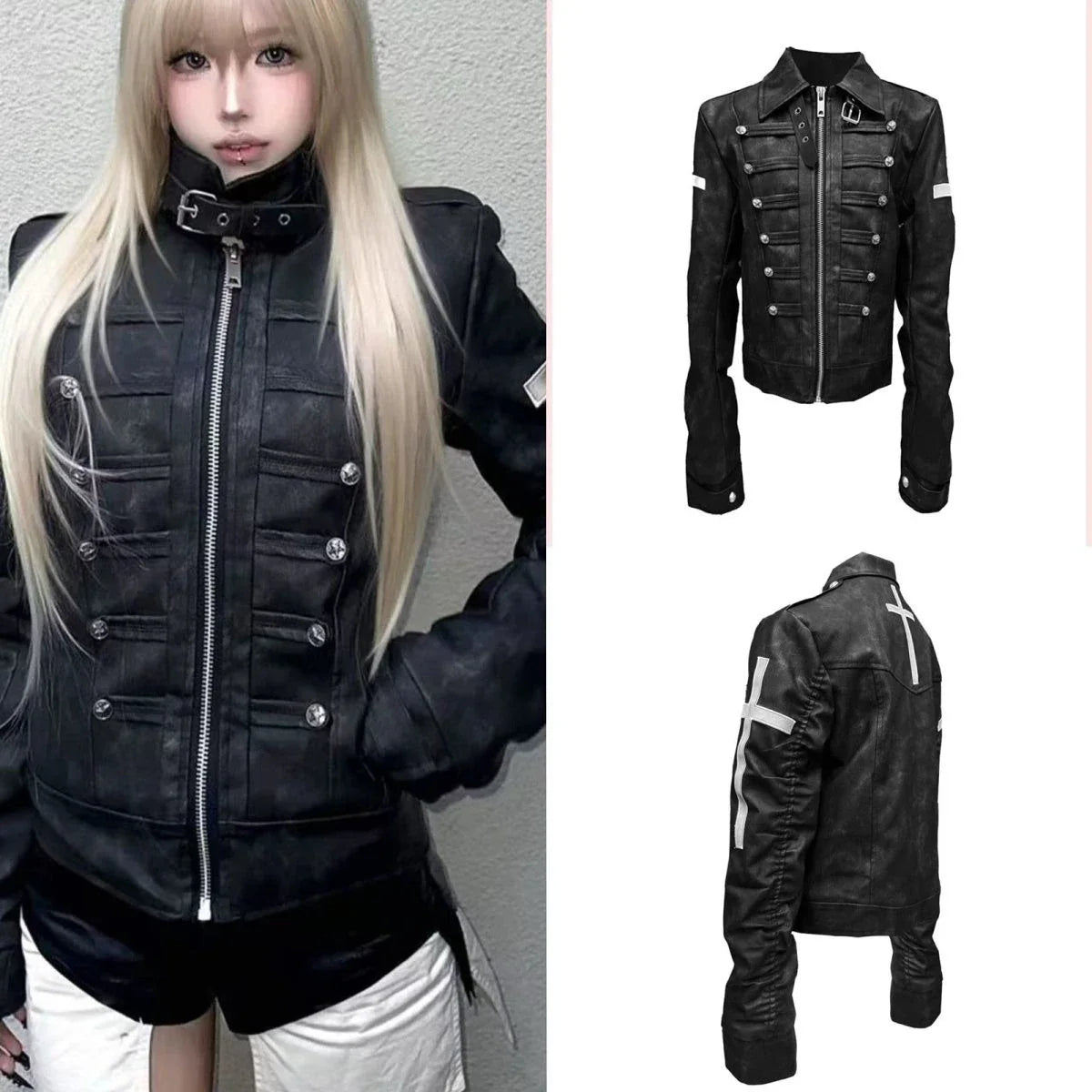 2026 Spring Retro Faux Fur Coats Women 2000s American Vintage Jackets Harajuku Gotihc Punk Clothing Jean Parkas Female Outwear