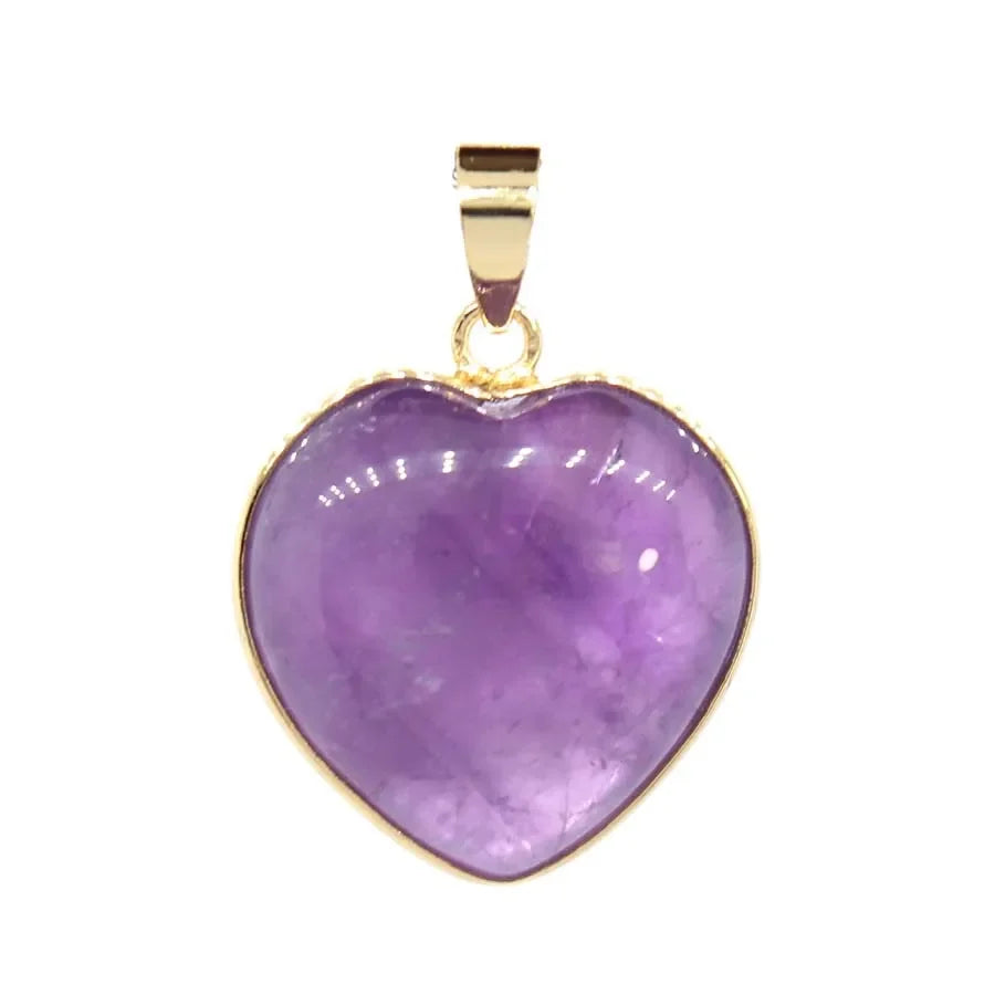 Charms Natural Healing Crystal Heart Stone Pendants For Women Necklace DIY Amethyst Rose Quartz Fluorite Aquamarine Men Jewelry