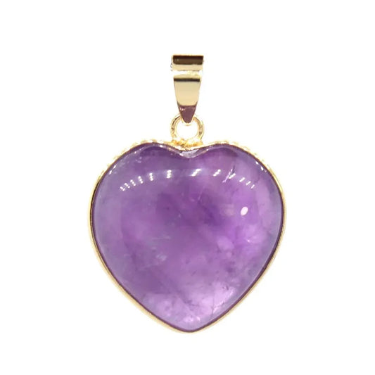 Charms Natural Healing Crystal Heart Stone Pendants For Women Necklace DIY Amethyst Rose Quartz Fluorite Aquamarine Men Jewelry
