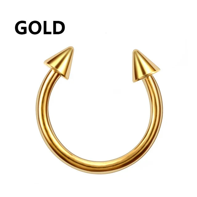 1PC metal Horseshoe Fake Nose Ring C Clip Septum Lip stainless steel Real Piercing Nose Rings Hoop For Women Men Jewelry