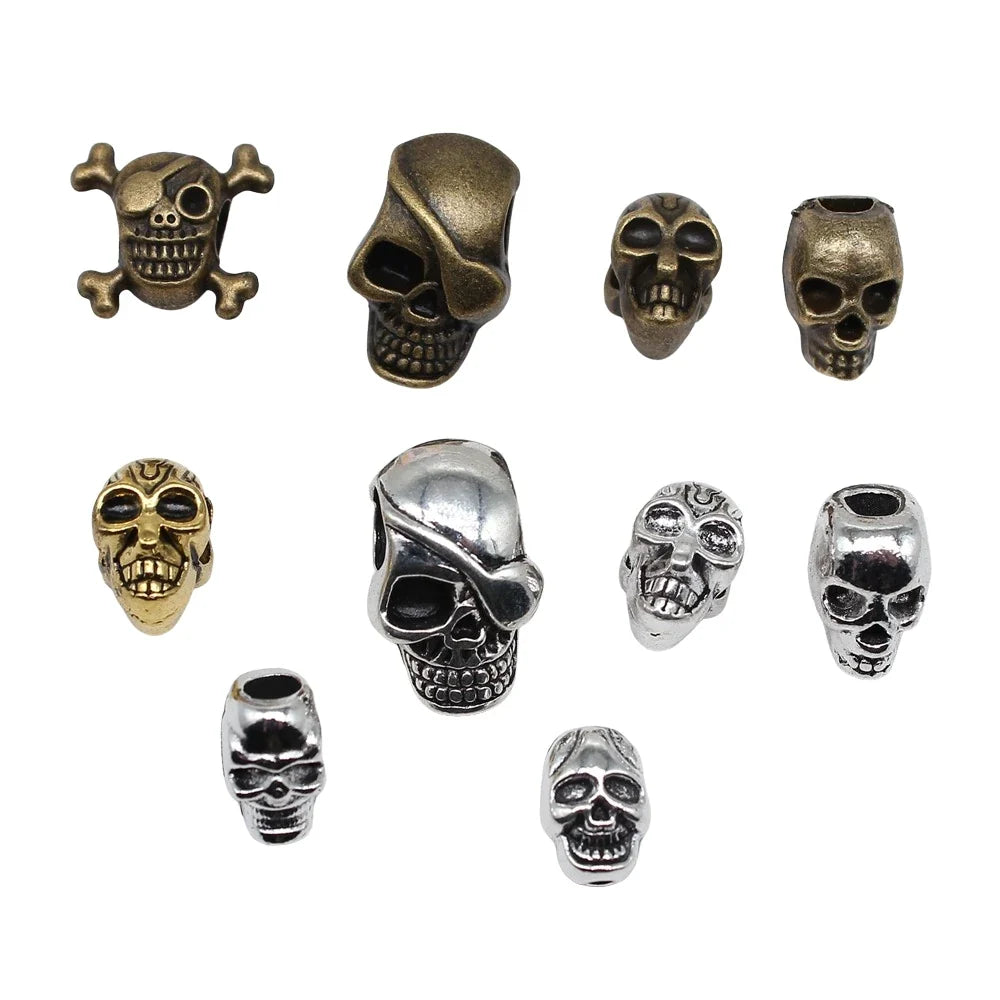 10pcs Skull Beads Beard Loose Beads Spacer Beads Fit Beards Or Hair Decorations Accessories Braid Dreadlock Tube Rings