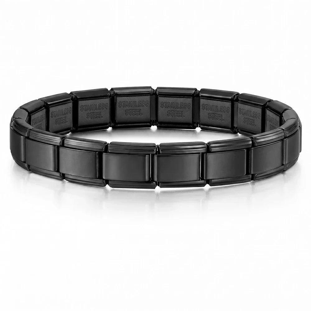 Italian Charm Link for Women Men 9mm Width Silver Gold Color Chain Stainless Steel Bracelet on Hand DIY Making Jewelry Wholesale